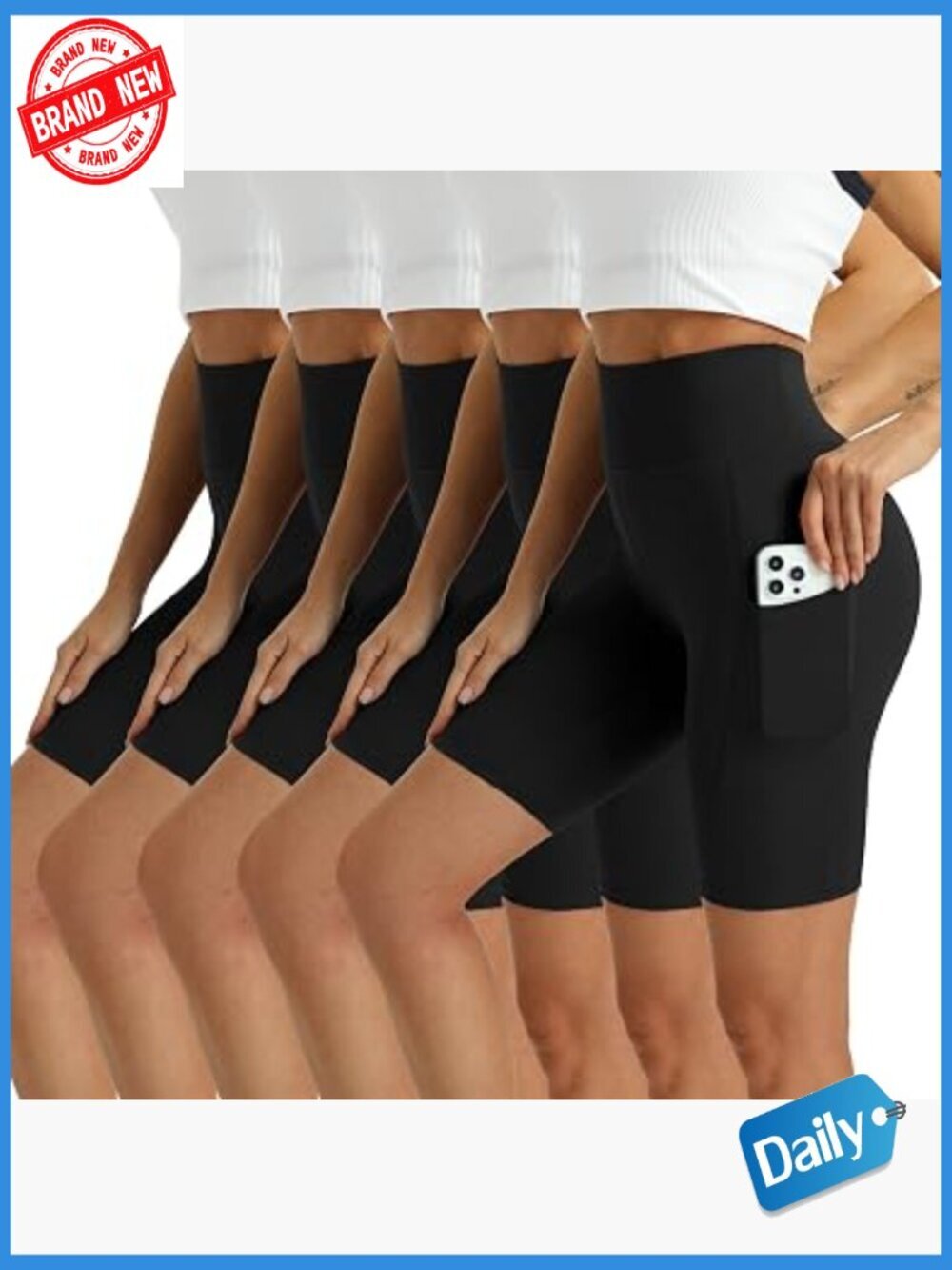 High Waisted Bike Shorts with Pockets Tummy Control Yoga Workout Short